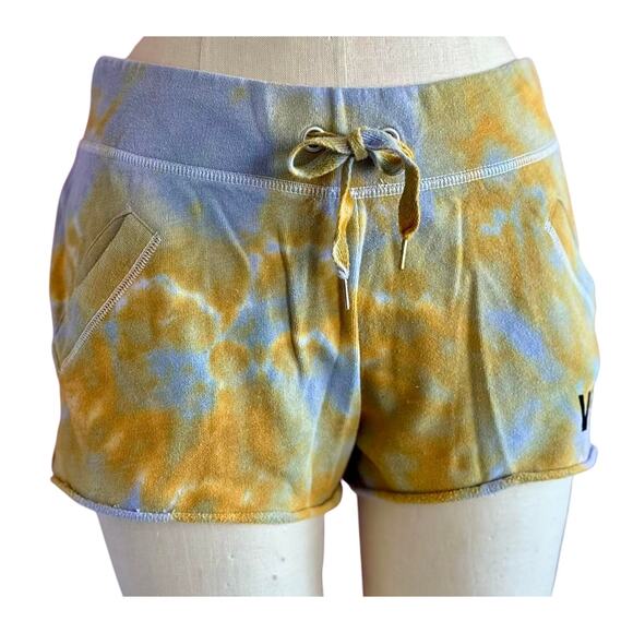 Womens Shorts Size Small Blue Yellow Tie Dye Vegas Girls Trip Bachelorette Pool - Picture 1 of 8